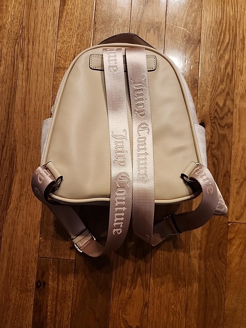 Juicy Couture Beige Logo Mini Backpack Flower Charm Y2K